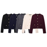 Fongt Women's 2025 New Fashion Gold Buckle Knitted Coat