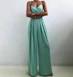 Chiffon Sexy Joker Solid Elegant Spaghetti Strap European and American Women's High Waist Wide Leg