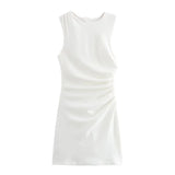 Fongt Women's Explosive Three-Color Knitted Wrinkle Decoration Dress
