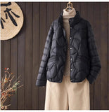Autumn Winter New Style Art Fan Li Collar Leisure Spring And Autumn Light Short Down Jacket Female Joker Show Thin Short Coat-Outfit