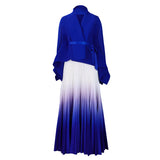 Fongt African Women's Autumn Large-Size Fashion Elegant Bat Sleeve Top Gradually Changed Half-Dressed Skirt Two-Piece