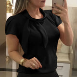 Bow Tie Short Sleeve Petal Sleeves