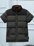 Unisex Winter Cotton Padded Puffer Vest Half Sleeve Down Jacket For Women Patchwork Short Sleeve Vest Autumn Spring