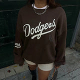 Letter Print Pullover Oversized Sweatshirt-Outfit