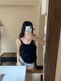 Bare-Back Sleeveless Knitted Sling Girls Summer Slim Vest Unique Exquisite Gray Top-Outfit