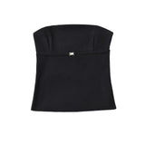 And Winter New Women's Wear Solid Color One-Word Collar Sleeveless Back Short Chest Spicy Girl Blouse-Outfit