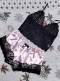 Fongt Hot Selling Lace Pajamas Two-Piece Lace Sling Perspective V-Neck Pajamas Set-Outfit