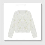 Fongt 2025 Women's Lazy Knitwear - Hollow Bead Design Elegant Temperament Commuter Ice Silk Fabric