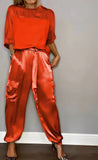 Fongt Fashion Lady Smooth Sleeve Half-Sleeveed Trompack Two-Piece Set