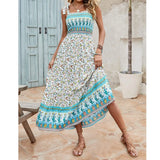 Long Bohemian Print Strap Loose Casual