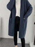 Autumn And Winter New Women's Sweater Long Coat Temperament Pure Color Outside The Shawl Sweater-Outfit