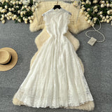 Fongt Retro Romantic Atmosphere Feel Sleeveless Dress Women's Lace Mesh Design Super Fairy Temperament Long Dress