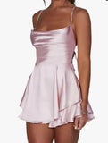 Fongt Slings Sexy Pedal Collared Bare Back Tied With Dress Temperament Babes Dress