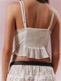 Vintage Women Mesh Sheer Camis Tops Lace Trim Adjustable Strap See Through V Neck Tank Crop Tops for Summer Mini Vest-Outfit