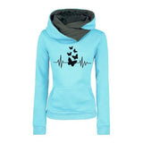 Hoodie Sweatshirts Winter Fashion Butterfly Embroidery Long Sleeve Plus Size Ladies Pullovers Warm Pocket Hooded