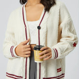 Women's Autumn Winter New Knitting Embroidered Cardigan Temperament Reduces Age Loose Casual Sweater-Outfit