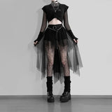 High-Waisted Net Irregular Skirt Dark Wind Summer New Style Leisure Skirt Children-Outfit