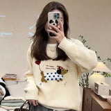 Dog Embroidery Knitted Sweater Pullover-Outfit