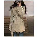 Women Wool Coat Long Sleeve Single Breasted Fashion Turn Down Female Blends Causal Loose Winter Outwear