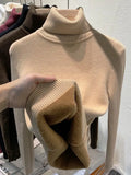 Turtleneck Sweaters Women Winter Slim Plush Velvet Lined Knit Pullover Thicken Knitwear Jumper Soft Jersey New Malhas