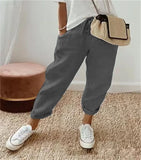 Fongt Women Cotton Trousers Pocket Tight Slacks Women's Pants