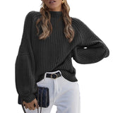Fongt 2025 New Loose Half-High Collar Knitwear Women's Solid Color Turtleneck Sweater