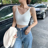 Girls Slim Thin V-Neck Wear Slings Small Vest Women Summer New Short Bottoming Shirt Ins