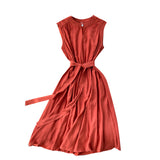 Minority Dress 2023 New Summer Heart Machine Hollowed-Out Round Collar Commuter Dress Sleeveless Back Heart Skirt-Outfit