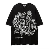 Fun Comics Graffiti Oversized T Shirt Mens Hip Hop Loose Short Sleeve Y2k Top Japan Harajuku Couples Kawaii