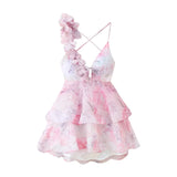 Fongt Women's Explosive V-Neck Flower Tender Dress Dress