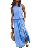Solid Side Slit Long Maxi