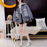 Fongt 2024 New Versatile Korean Version Loose Foreign Style Lazy Wind Design Sense Denim Coat Female-Outfit