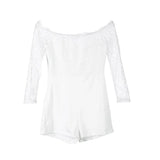 fancy summer fall off shoulder sexy playsuits jumpsuits long sleeve sheer lace patchwork hollow bandage skinny Outfits