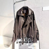 Fongt Bubble Leather Locomotive Jacket Loose PU Leather Coat Oversize New High-End Simple Autumn Coat