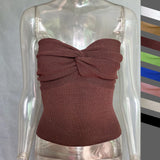 Fongt Spring And Summer Women's Explosive Pure Color Cross-Knitted Knitted Bra Vest