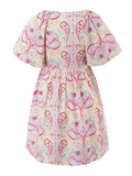 Fongt Spring Fashion New Elegant V-Neck High-Waist Print Bubble Sleeve Short Princess Dress