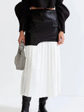 Fongt Elegant Temperament Wind 2025 Spring New Pu Skin Spliced 100 Folded High Waist In The Long Bag Hip Half-Dressed
