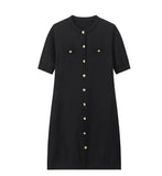 Fongt Women's Explosive Knitted Knitted Short-Sleeved Button-Knitted Dress