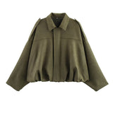 Fongt Color 2025 Spring And Autumn Leisure Tuffen Texture Collar Pilot Jacket Women B88824