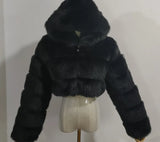Fur Imitation Fox Stitching Hooded Long