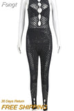 Women Sleeveless Mesh See Through Slim Jumpsuit Sexy Diamond Embellished Glitter Party One Piece Rompers 2023 Summer Night
