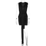 Women's Summer 2024 New Fashion Sexy V-Neck Fold Strap Wrap Hip Dress-Outfit