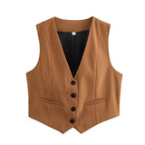 Fongt Summer New Women's Street Fashion Leisure Vest 15 Color V Collar Vest