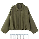 Fongt Women's 2025 New Bat Sleeve Loose-Fitting Velvet Bomber Jacket Jacket