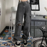 High Street Retro Loose Thin High Waist Jeans-Outfit