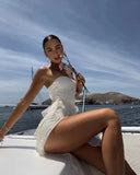 Fongt Women's 2023 Summer Women's New Fashion Chest Sexy Back Slit Tassel Temperament