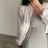 Solid Color Back Tie Cropped Blouse-Outfit