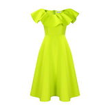 Fongt Women's Summer Fashion Temperament Lotus Leaf Side Banquet Dress Dress Dress Dress Dress Dress Dress