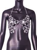 Fongt New Nightclub Hollow-Out Shiny Crystal Pendant Small Vest Hot Mining