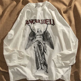 angel Goth Hoodie Women Oversized Emo Punk Harajuku winter Top Dark Aesthetic Fairy Grunge Alt Plus Size Alternative